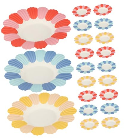Mikinona Assiettes en Papier Jetables 150 Pièces pour Fête D'anniversaire Garçon et Filles, Décoratives Rouges Jaunes Bleues, Vaisselle Jetable Maison et Articles de Fête