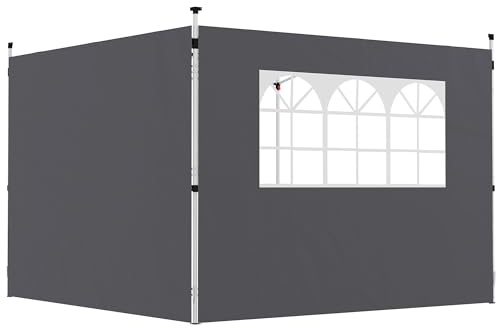Outsunny Parois Latérales pour Tonnelle 3x3 m Fenêtre Lot de 2 Gris Foncé