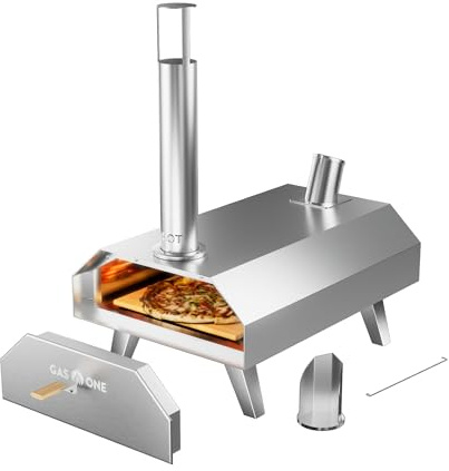 GasOne PZW-12A Forno per pizza a pellet di legno da 30,5 cm per pizza da 30,5 cm, portatile, in acciaio inox, portatile, per feste, cortili, campeggio
