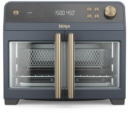 Ninja | French Door Premier Air fry Oven | 10-in-1 functions | 20.3-qt capacity | 5-qt Air Fry Basket, Sheet Pan, Wire Rack, Broil Rack | PFAS-free, Dishwasher-Safe Accessories | Cyberspace | FO101BL