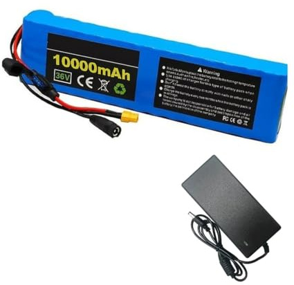 Paquete de baterías de litio (36 V, 10 Ah) – Batería de litio recargable para motores de bicicletas y patinetes eléctricos de 0 a 350 W con cargador y BMS. 36V 10Ah,XT60+SM