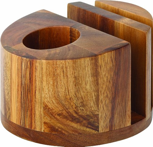 Utopia JMP974 Wood Presentation Acacia Menu/Napkin and Cutlery Holder, 5, 12.5 cm (Pack of 6)