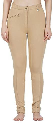 Discount Pet Accessories Pantaloni jodhpur da equitazione da donna, morbidi ed elasticizzati, beige, donna, Pantaloni mod. Jodhpur, JodS/L28/BG, Beige, Size 10/28-Inch