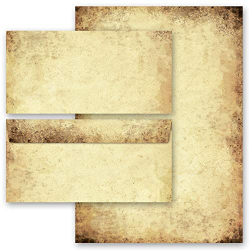 Motivpapier Briefpapier Sets Geschichte Antik & History, ALTES PAPIER 50 Blatt Briefpapier + 50 passende Briefumschläge DIN LANG ohne Fenster | Paper-Media