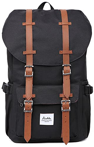 KAUKKO Rucksack Damen Herren Daypack mit Laptopfach für 15 Zoll Notebook für Schule, Uni, Reisen, Wandern, 22L, Schwarz