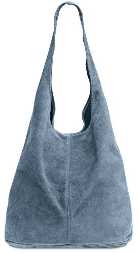 Caspar große Damen Wildleder Tasche - Hobo Bag Shopper - Classic Line - Modell No.767 - Made in Italy, Farbe:jeans blau, Größe:One Size