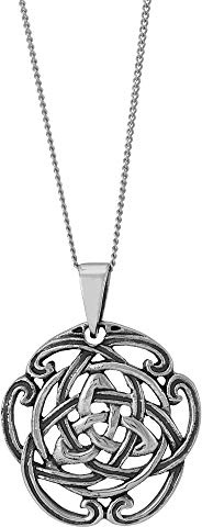 Silverly Collar Nudo Trinidad Plata de Ley Mujer | Colgante Triqueta Celta Redondo Plata 925 Cadena Barbada 45cm | Joyería Tradicional Irlandesa Nudos | Regalo Símbolo Celta Paz.