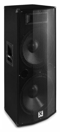 Vonyx CVB212 Enceinte active 2 x 12 – 1200 Watts puissance max, Entrée SD/USB, Connexion sans fil Bluetooth, Entrée microphone, Conception solide avec grille et poignées, Double woofer