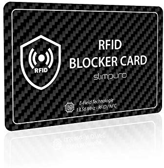 slimpuro RFID Blocker Karte DEKRA Getestet - Störsender Technologie - NFC Schutzkarte - zum Schutz vor Datendiebstahl - extra dünne Karte mit 0,8 mm geeignet für Jede Geldbörse - Kartenschutz