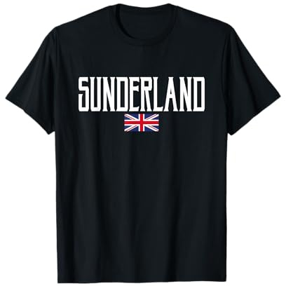 Sunderland UK Flag and White Text T-Shirt