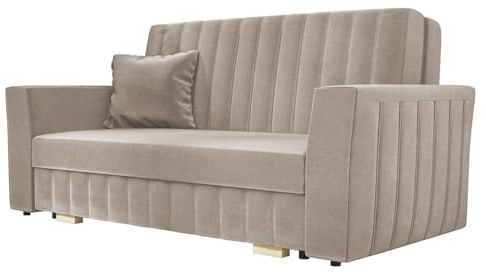 Mirjan24 Schlafsofa Viva Glam III mit Bettkasten, Rückenlehne und Seiten fest angenäht, Bettsofa, 3 Sitzer Polstersofa mit Schlaffunktion, Sofagarnitur inkl. Kissen, Sofa (Paros 2)