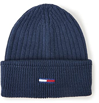 Tommy Jeans Damen TJW Flag Beanie AW0AW12628 Gestrickte Mütze, Blau, OS