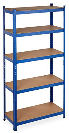 Relaxdays Schwerlastregal 2er Set, Traglast 875 kg, 5 Ebenen, blau | Keller, Garage, Stahl, HxBxT: 180 x 90 x 40 cm