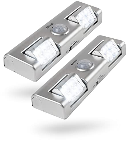 greate 2x LED Lichtleiste mit Bewegungsmelder batteriebetrieben - LED Schrankbeleuchtung mit Bewegungsmelder & einstellbarer Lichtstrahlung für Schrank, Treppe uvm - Schrankbeleuchtung Batterie