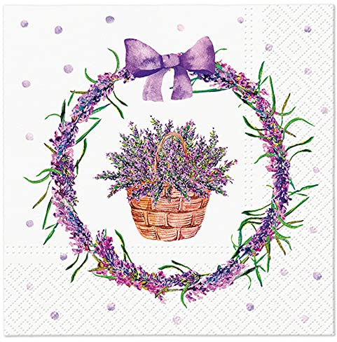 Tete a Tete 3Ply Easter Tissue Paper Napkins Serviettes for Decoupage 33cm x 33cm - Pack of 20 (Lavender Basket)