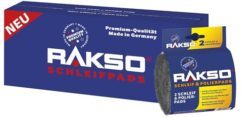 RAKSO Schleif & Polierpads fein - 24 Pads, 12x 2 Stk. - sanfte Reingung, polieren, Feinpolitur Wachs -, Holz, Blankreiben von Kupfer, Messing, Edelstahl
