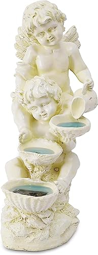 VATCH Decoration Garden Fountain Solar for Indoor and Outdoor Use with LED Lighting - Vintage Angel Garden Fountain Large for Outdoor Garden Decoration Figures - Garden Pond Decoration Bird Bath