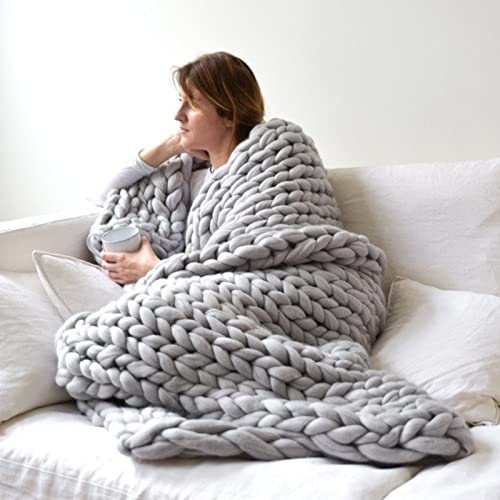 Bettüberwürfe, gestrickte Gewichtsdecke, grob gestrickte Decke, Garnfüllung – handgewebte geknotete Decken für Bett, Sofa, Stuhl, grobe Garndecke für Heimdekoration