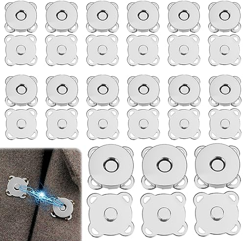 Jinsion Magnetischer Taschenverschluss, 20mm Silber Magnetknöpfe, Nähen Magnetische Knöpfe, 300 Count, Catalpa-Legierung, Knopf, Ideal für Stricktaschen & mehr