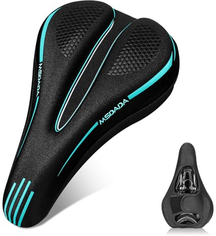 Nouveau Housse de Selle de Vélo Autocollante en Mousse à Mémoire de Forme pour Siège de Vélo - Housse de Protection de Selle Rembourrée Douce pour VTT, Vélo de Route, Vélo D'appartement(Turquoise)