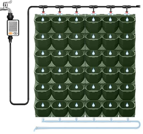 XQZMD Tasche per piante sospese, Vaso per piante da parete autoirrigante, Giardino verticale Parete per piante per esterni con 36 vasi, Tasche per piante a montaggio a parete per giardino, terrazza (A