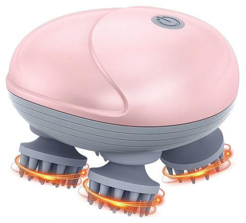 ORIA Elektrisches Kopfmassagegerät, Knetköpfen, 3 Massagemodi, Rosa | Tragbares Kopfhaut Ganzkörpermassagegerät, Silikon Haustier Massagegerät für Hunde, Katzen