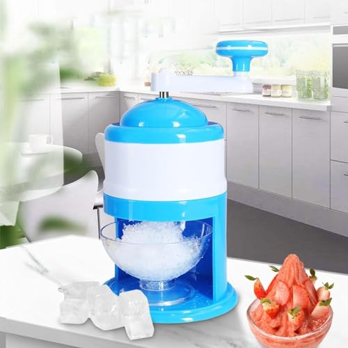 AHDFY Tragbare Mini-Eismaschine, Manueller Ice Crusher, mit Edelstahlklingen, Rotatorischer Manueller Ice Crusher, Schneekegelmacher Maschine Haushaltsküchenwerkzeug