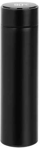 Przydasie Thermosflasche 500ml Edelstahl Temperaturanzeige Schwarz | Edelstahl, BPA-frei, LCD-Anzeige, effektive Isolierung, Schule, Sport, 24h Heiß/Kalt