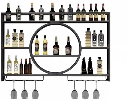 zxhrybh Metall-Weinregal Zur Wandmontage, Bar-Wand-Barschrank, Wandmontierte Weinschrank, Hängendes Flaschenregal aus Eisen, für Zuhause, Restaurant, Bars (Color : Black, Size : 39.3in/100cm)
