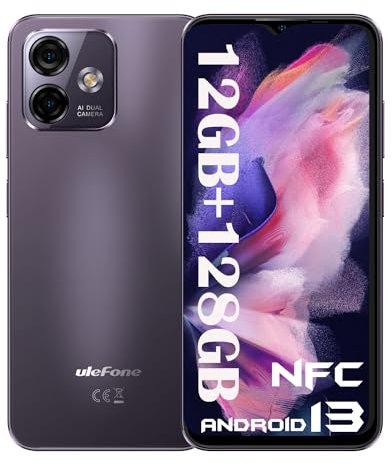Ulefone Note 16 Pro(12GB+128GB) Smartphone Ohne Vertrag, 8-Core 6.52 HD+ Display Android 13 Handy,4400mAh 50MP+8MP Kamera, Fingerabdruck,GPS, NFC,OTG Dual SIM 5G WiFi Simlockfreie Handys(Violett)