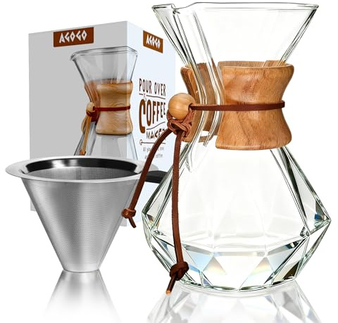AGOGO Pour Over Coffeemaker Set Classic Series con filtro 8 tazas