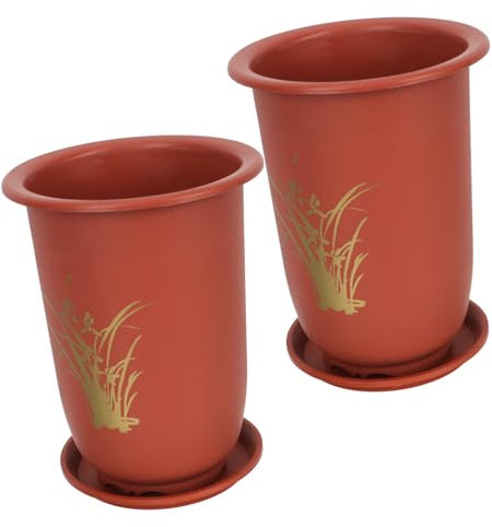 Parliky 2piezas Macetas De Resina para Orquídeas con Base y Orificios De Drenaje para Plantas De Interior y Exterior Jardinería Decorativa para Suculentas y Cactus