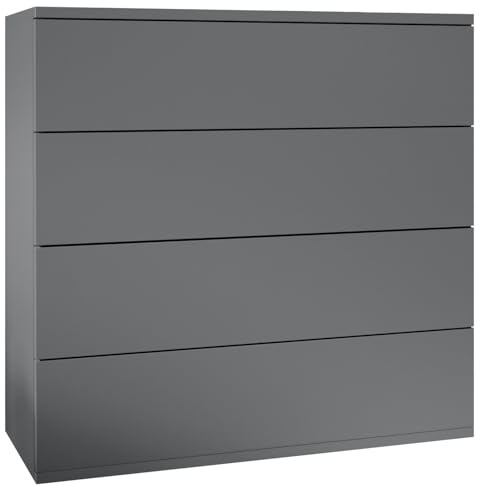 Vladon Kommode Pavos V3 hängend, Sideboard mit 4 Schubladen Anthrazit matt/Anthrazit matt (76 x 76 x 35 cm)