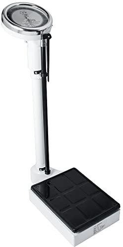 Oversized Dial Display Bathroom Scale Mechanical with Adjustable Height Rod - Telescopic Pole 190cm | Weighing Range 120kg - Easy to Read Height and Weight Scale for Home or Gym