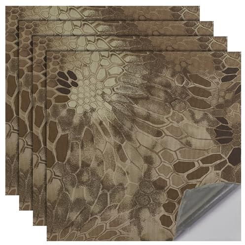 AHANDMAKER 4 Stück Selbstklebender Camouflage Stoff. 600 Denier Stoffüberzug 12x12 wasserdichter Camouflage Klebewickelstoff Für Kydex Cosplay Rauchig