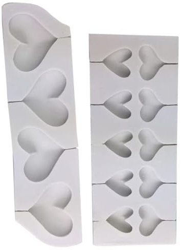 Cabilock Lot de Moules en Silicone de Cœur pour Chocolat, 4 Grilles, 10 Grilles, Moules à Sucettes 2 Pièces