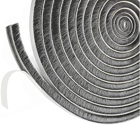 5m Bürstendichtung Selbstklebend, 9mm(B) X 15mm(D) Dichtungsbürste Zugluftstopper für Türen Fenster, Pinsel Wetterschutzband Dichtungsband Grau