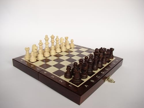 Abio Schachspiel MAGNETISCH TURIST 20x20cm Holz Schachbrett Hochwertig Klappbare Brettspiele Schach Spiel Reisespiele Set Spiele für Erwachsene Chess Board MAGNETISCH TURIST 140M