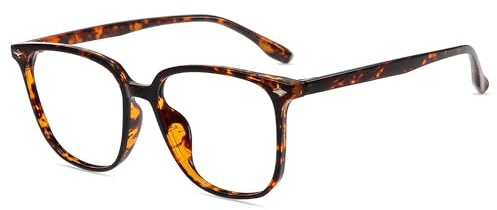 Firmoo Blaulicht Brille Damen Herren Übergroß Quadratisch Blaulichtfilter Computer Brille gegen Kopfschmerzen, PC UV400 Schutzbrille TR90