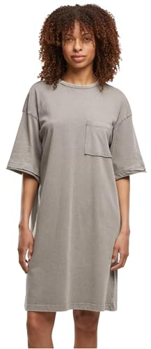 Urban Classics Damklänning, tvättad jersey, t-shirtklänning, dam-t-shirtklänning av tvättad jersey, lös passform, storlekar XS – 5XL, Stålgrå, XL