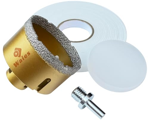Waies Foret à sec diamant carrelage - Scie cloche diamantée pour céramique granit porcelaine carrelage grès cérame maçonnerie marbre (1, 68MM)