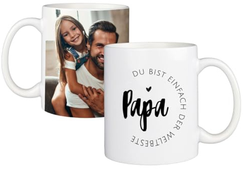 ORWO Fototassen | 300 ml Keramik-Tasse mit Foto personalisiert | Foto auf Tasse individuell gestalten: handmade in Germany | weiß, spülmaschinenfest (Weltbester Papa, Vollformat)