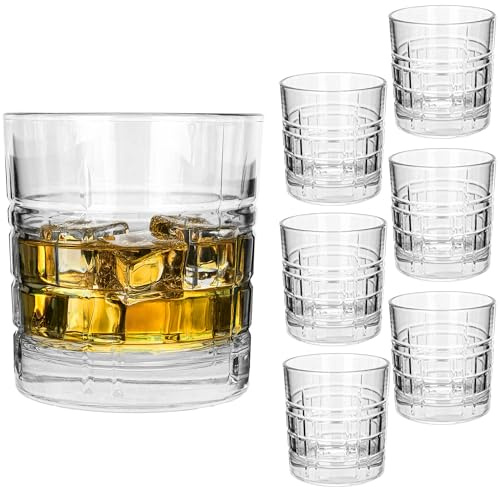 KADAX - Lot de 6 verres à boire - 325 ml - Verres à eau en verre résistants au lave-vaissage - Verres à cocktail, à whisky, à boissons - Verres pour jus, eau et cocktails