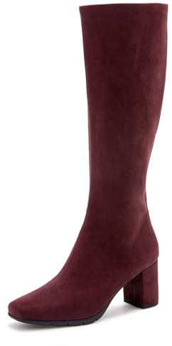 Aerosoles Women's Micah Tall Boots, Fig Stretch Faux Suede, 9