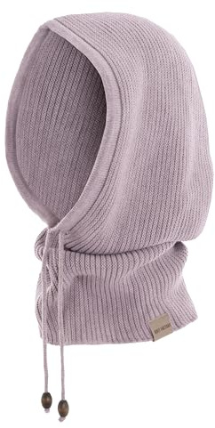 KNIT FACTORY - Evy Kapuzenschal | Strickschal für Damen - Schal mit Kapuzen - Wollschal - Winterschal - Gestrickter Kapuzenschal - Weich und warm