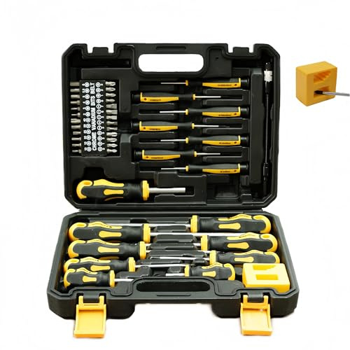 Alivio 43-Piece Screwdriver Tool Set, Chrome Vanadium Steel Magnetic Tips PP+TPR Soft Grip Non-Slip Ergonomic Handles, Durable Storage Case for Home, DIY & Professional Repair