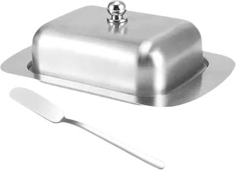 Mantequera - conservador hermético grande de acero inoxidable | mantequillera con tapa | para Hogar Cocina Encimera Armario Despensa Mesa Apartamento Casa Rural Restaurante