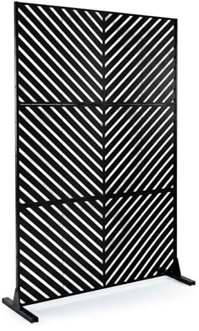 COSTWAY insynsskydd för trädgård, 121 x 183 cm, rumsavdelare fristående skiljevägg | Balkonginsynsskydd väderbeständigt, skiljevägg av galvaniserat stål, paravent utomhus med stativ, balkong terrass (randig)