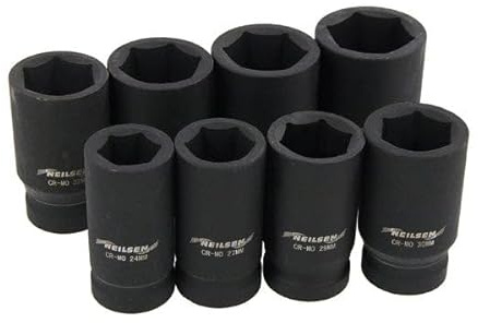 Neilsen CT1563 8pc 3/4in Drive Deep Impact Socket Set - Sizes: 24 | 27 | 29 | 30 | 32 | 35 | 36 | 38mm | Chrome Molybdenum