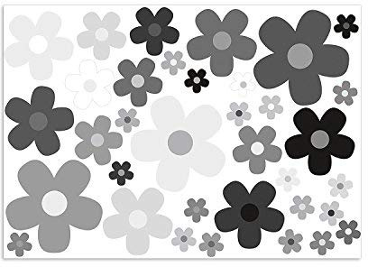 younikat Aufkleber Set Blumen grau - wetterfest - Flower-Power - kfz244 | mit unseren Aufklebern aus einfachen, Waschanlagen geeignet, UV- und witterungsbeständig, vergilbungsfrei